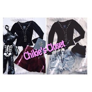 Guess Lace Up Grommet bodysuit- NEW